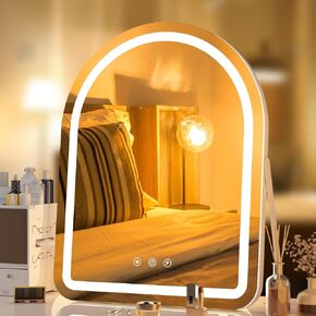 Makeup Mirror with Lights, 18" x 22" Vanity Mirror with Lights, Lighted Makeup Mirror, 3 Color Modes, Dimmable Light, 360° Rotation