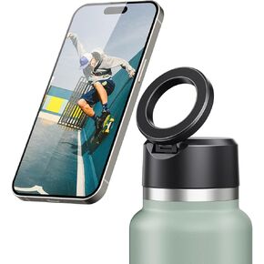 Lid for Hydro Flask Wide Mouth 32 40 oz with MagSafe Phone Mount Handle Top, Replacement Lids Compatible with HydroFlask Wide Mouth Water Bottle, Multi-Purpose Hydro flask Accessories