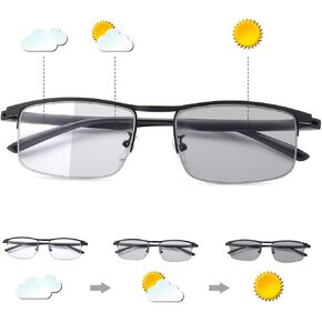 LJIMI Photochromic Progressive Multifocus Reading Glasses Transition Sun Readers Anti Blue Light Sunglasses for Men Women