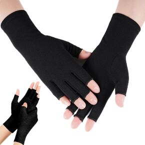 2 Pairs of Arthritis Compression Gloves Fingerless Compression Glove for Women, Men, Arthritis, Rheumatoid, Osteoarthritis, Carpal Tunnel Pain, Carpal Tunnel Pain, for Typing and Daily Work(M-Black)