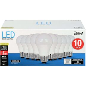 FEIT 9w LED Light Bulbs, 60w Equivalent, 800 Lumens Natural Day Light 5000K, 10 Pack