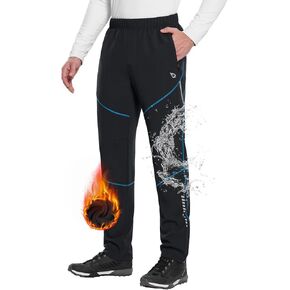 BALEAF Men's Winter Cycling Running Pant Water Resistant Fleece Mountain Bike Pants Cold Weather Gear Windproof