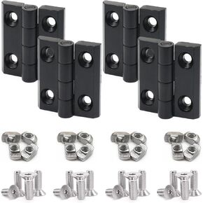 4Pcs 1010 Hinge 10 Series Extrusion Profiles Pivot Hinges 1" x 1" Aluminum Extru Slot Door Hinge with Nut for 1 Inch x 1 Inch Extruded Profile