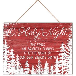 Wesiti Holy Night Christmas Wooden Decoration Christmas Nativity Scene Wood Wall Door Hanger Sign Christian Door Hanging Sign Xmas Religious Wooden Wall Decor Christian Decorations Gift (Black)