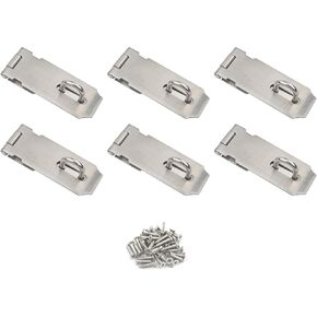6 Pack Padlock Hasp Latch, 4 Inch Stainless Steel Security Door Clasp Hasp Lock Latch Lock Safety Padlock Clasp with Screws for Furniture, Cabinet, Drawer, Cupboard and Closet