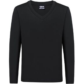 QBK 4T to Youth Neon Shirt Kids Rash Guard UPF 50+ V-Neck Dry Fit Athletic Performance Long Sleeve Shirts for Boys and Girls
