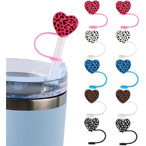 10PCS Adjustable Heart Straw Cover for Stanley Cup 0.4in Diameter Straw Cover Accessories for Stanley 40oz & 30oz Tumbler Silicone Drinking Tips Lids