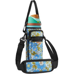 Neoprene Water Bottle Holder Bag with Cell Phone Pocket Compatible with Owala FreeSip 24 oz，Water Bottle Carrying Bag ，with Adjustable Shoulder Strap,for 24oz Stainless Steel Water Bottle