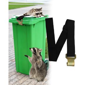 Bear Proof Trash Can Lid Lock, Universal Adjustable Garbage Can Locks for Raccoons Squirrels Dogs, No-Drill Trash Bin Security Strap Outdoor to Prevent Animals and Strong Winds (2)