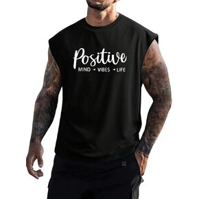 Men's Summer Tank Tops Sleeveless Letter Graphic Tees Crewneck Workout Muscle Gym Tank T-Shirt