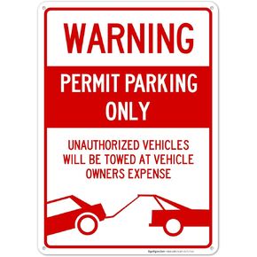 Sigo Signs, Permit Parking Sign, No Parking Sign, 10x14 Inches, Rust Free .040 Aluminum, Fade Resistant, Made in USA