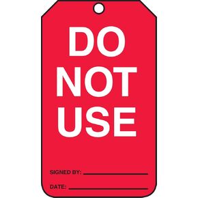 Accuform MGT219CTP PF-Cardstock Production Control Tag, Legend "DO NOT USE", 5.75" x 3.25", White on Red (Pack of 25)