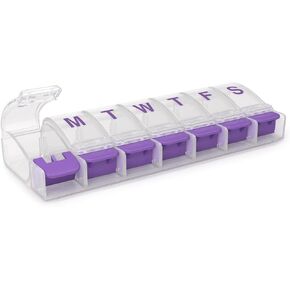 Ezy Dose Push Button Weekly (7-Day) Pill Organizer and Planner (Medium)│Arthritis Friendly (Pack of 6)