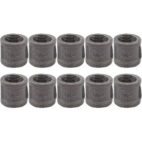 ApplianPar 10 Pack Black Malleable Iron Cast Pipe Fitting 1/2" Inch Coupling For DIY Pipe Furniture Industrial Pipe Plumbing Supplies 1/2 Inch Threaded Pipe Nipples