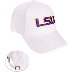 Desert Cactus LSU Louisiana State University Baseball Hat Tigers Geaux Brimmed Embroirderd Hats Cap Adjustable Cloth Strap Adult (Style I1) White
