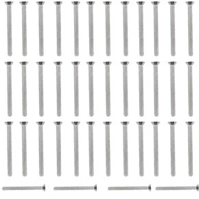 40PCS Stainless Steel Phillips Receptacle Screws 6 to 32 x 2inch Extra Long Flat Head Screws for Securing Deformed Sunken Receptacles Mounting Bezel Outlet Extenders Deep Outlet Boxes