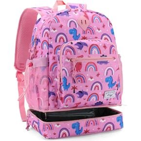 Kasqo Kids Backpack Lunch Bag Set,2-in-1 Insulated Lunch Backpack for Toddler Boys Girls Bookbag Schoolbag for Preschool Elementary Kindergarten,Navy Excavator