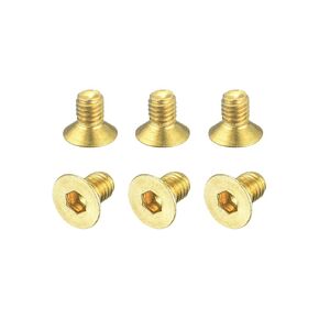 uxcell Flat Head Socket Cap Screws, M2.5-0.45 x 8mm Brass Inner Hex Drive Fasteners Bolts 6Pcs