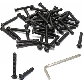 Iexcell 50 قطعة M6 × 40 مم درجة الخيط 1 مم سبيكة فولاذية 10.9 درجة مقبس سداسي الشكل زر رأس غطاء براغي مجموعة مسامير، لمسة نهائية من أكسيد الأسود in Kuwait