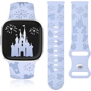 Engraved Cartoon Band Compatible with Fitbit Versa 2 Band/Versa Lite/Versa Band Women, Cute Soft Silicone Replacement Straps Bracelet Sport Designer Fancy Summer Wristbands for Versa SE