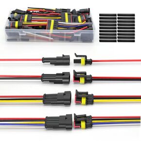 20 Kits 20 AWG 1/2/3/4 Pin Connectors Waterproof Automotive Electrical Connectors, 1/2/3/4 Wire Connectors with 20 Gauge Wire and Heat Shrink Tubing for Car Truck Boat Wire Connection
