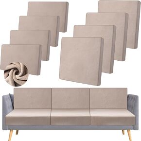 Newwiee 8 عبوات من أغطية وسائد الأريكة المخملية القابلة للتمدد، 4 قطع من أغطية المقاعد و4 قطع من أغطية مسند الظهر، غطاء بديل لأريكة الفناء، غطاء أريكة فردي، غطاء أريكة قابل للغسل، واقي أثاث (رمادي داكن) in Kuwait