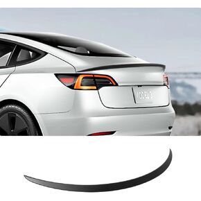 سبويلر BASENOR 2024 لسيارة Tesla Model 3، جناح صندوق السيارة مصنوع من ألياف الكربون غير اللامعة ABS