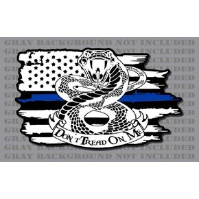 Police Thin Blue Line Tread On Me Gadsden Rattlesnake American Flag Sticker Decal (2 Pack 2"x3.5")