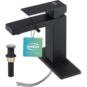 1Pc Bathroom Faucets 304 Stainless Steel, 5-Minutes Installation, Single Hole Sink Faucet - for Bathroom/Vanity/Rv - 4.33 Inch Spout High, 27.1 Oz Weight - Matte Black in Saudi Arabia