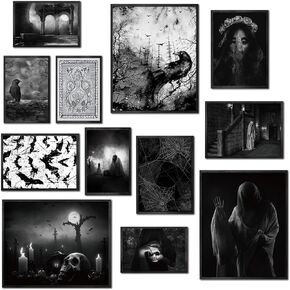 XBYGIMI Gothic Wall Decor Aesthetic,Dark Academia Wall Art Print,Witchy Wall Decor,Horror Poster for Bedroom,Black Spooky Halloween Pictures for Wall(8x10 Unframed)
