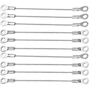 2mmx10cm Lanyard Security Cable Ropes 10pcs, Apply to Outdoors (304 Stainless Steel, Silver)