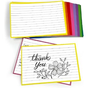 PPAPPAPPIYO 4x6 Lined Index Cards (Set of 50) Note Card, Study Cards, Flash Cards for Studying (Multicolor, 260gsm) (4x6)