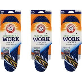 Arm & Hammer Memory Foam Work Insoles, Men's Sizes 8-13, 1 Pair (3 Pack)