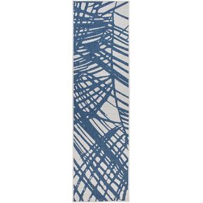 Rugshop Contemporary Nature Inspired Tropical Leaves Indoor/Outdoor Runer Rug 2' x 7' Blue