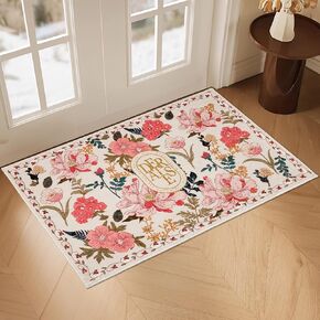 ROTTOGOON Hallway Runner Rug 2'x6' Washable Soft Floral Rug with Rubber Backing Stain Resistant Non-Slip Bohemian Runner Rugs for Hallway Entryway Laundry Room Kitchen Bathroom