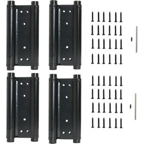 8inch Black Double Action Spring Hinges, Self Closing Door Hinges for Cafe Saloon Pub Swinging Doors, 201 Stainless Steel, Including Pins and Screws, 4Pack
