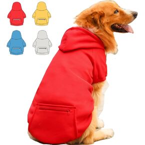 Dog Hoodie for Small Medium Large Dogs,Fleece Hoodie for Dogs with Zipper Pocket,Fall Winter Dog Sweatshirts Hoodie for All sized Dogs(L,Red)