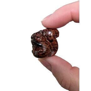 Red Obsidian (Mahogony Obsidian) Crystal Squirrel Gift Set with Selenite Stone and Information Cards Metaphysical Properties Crystal Healing Stone of Clarity Reiki Palm Stone/Pocket Stone