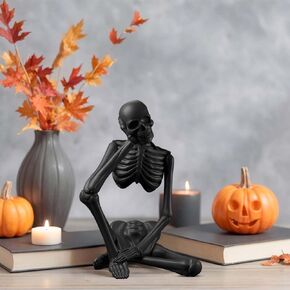 Halloween Skeleton, Bookshelf Decor Thinker Statue, Thinker Sculpture Ornaments, Abstract Art Ornament for Bookshelf Table Countertop Decor
