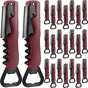 Hushee 24 Pcs Wine Opener Bulk with Foil Cutter Wine Corkscrew Multifunctional Wine Key 3 in 1 Red Wine Bottle Opener Professional Stainless Steel Beer Corkscrew for Beverages Bartenders (Black)
