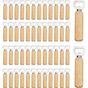 50 Pcs Wood Wine Bottle Opener Stainless Steel Bottle Opener Wood Handheld Cider Wine Opener Bottle Opener with Wooden Handle Heavy Duty Bartender Bottle Openers for Party Bar Restaurant