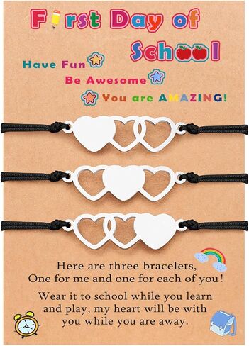 UNGENT THEM Back to School Bracelet Mommy and Me First Day of School Bracelet Matching Heart Mother Daughter Bracelets Set for Daughter Girls in Kuwait