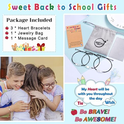 UNGENT THEM Back to School Bracelet Mommy and Me First Day of School Bracelet Matching Heart Mother Daughter Bracelets Set for Daughter Girls in Kuwait