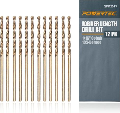 POWERTEC 1/8 Inch Cobalt Drill Bits, 24 PK M35 HSS Cobalt Jobber Length Twist Drill Bits w/ 135° Tip, Drill Bits for Drilling Wood, Metal, Stainless Steel, Nickel Alloy, Cast Iron&Plastic (QDB2014-P2) in Kuwait