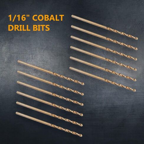 POWERTEC 1/8 Inch Cobalt Drill Bits, 24 PK M35 HSS Cobalt Jobber Length Twist Drill Bits w/ 135° Tip, Drill Bits for Drilling Wood, Metal, Stainless Steel, Nickel Alloy, Cast Iron&Plastic (QDB2014-P2) in Kuwait