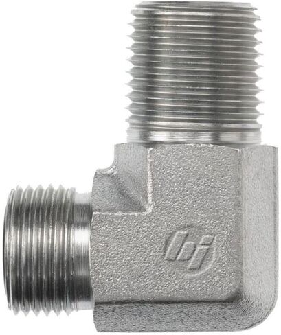 Brennan Industries FS2501-08-12-FG Forged Steel 90 Degree Elbow O-Ring Face Seal Fitting, 13/16"-16 NPT x 3/4"-14 NPT Thread, 1/2" Male Face Seal x 1/2" Male NPTF in Kuwait