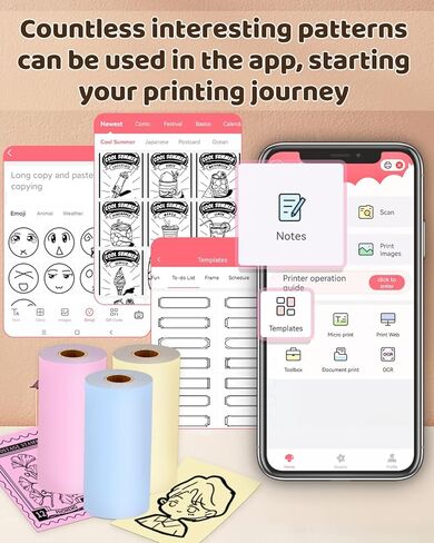 T02 Mini Sticker Printer Thermal Paper, M02L White Non-Sticky Paper, Compatible With Memoking, Memoqueen, Phomemo T02 Pocket Printer, Black On White Paper, 53mm x 3.5m, 3 Rolls, Keep for 10 Years in Saudi Arabia