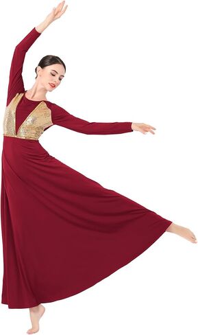 ODASDO Sequin Praise Dance Dresses for Women Lyrical Dance Costumes Liturgical Worship Church Full Length Gown Prayer Robe in Saudi Arabia