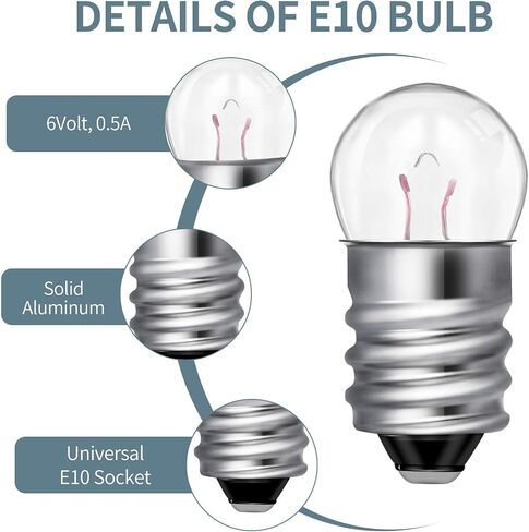 Honoson 20 Pieces E10 Miniature Screw Light Bulbs Replacement E10 Mini Bulb for Physical Electrical Experiment Screw Base Indicator Light Incandescent Bulb (1.5V, 0.3A) in Saudi Arabia