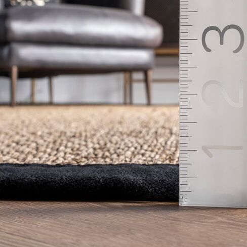 سجادة NuLOOM 5x8 Elijah Seagrass Area Rug، أسود، نمط مزرعة متين، محاط بالقطن، نسيج السلة، ألياف طبيعية، لغرفة النوم، غرفة الطعام، غرفة المعيشة، المدخل، المكتب، المطبخ، المدخل in Saudi Arabia